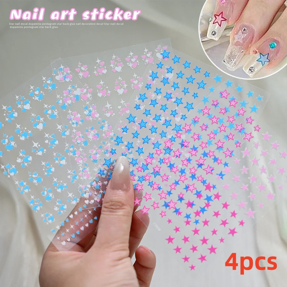 5/8Pcs 3D Hawaiian Flowers Nail Art Stickers Summer Decors with Tropical Leaves Slider Vibrant Pink & White Flowers for Parties* (ONLINE ORDER ONLY)