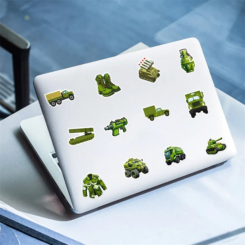 10/30/50PCS Green Military Affairs PVC Sticker Aesthetic DIY Decoration Scrapbooking Stationery School Supplies for Kids (ONLINE ORDER ONLY)