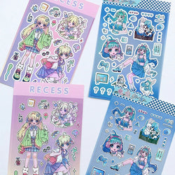 Korean ins Cute Pretty Girls Sticker Diary Scrapbooking DIY Album Decoration Sticker Aesthetic Personalized Kawaii Stationery (Online Order Only)