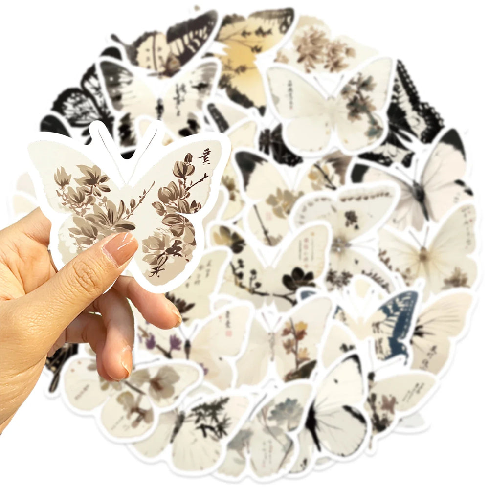 30Pcs Ink Butterfly Graffiti Stickers For Guitar Suitcase Phone Scrapbook DIY Vintage Sticker Craft Supplies (ONLINE ORDER ONLY)