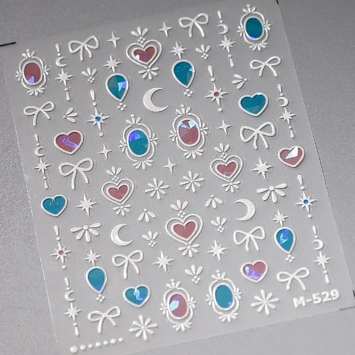 Dreamy Moon Star Cloud Butterfly Starrylight Rhinestone 5D Soft Embossed Relief Nail Art Sticker 3D Decal Decoration Manicure (ONLINE ORDER ONLY)