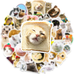 10/30/50PCS Cute Cat Cartoon Stickers Toys Graffiti Decoration Kids DIY Phone Notebook Laptop Fridge Car Funny Decals Waterproof (Online Order Only)