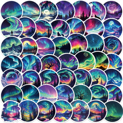 50Pcs Northern Lights Art Cartoon Stickers Mobile Phone Case Luggage Skateboard DIY Decorative Waterproof Stickers For Toy (ONLINE ORDER ONLY)