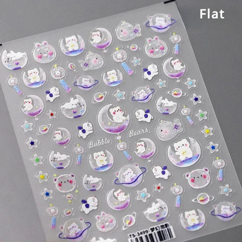 Bowknot Bear Cake Chocolates Food Star Cherry Apple Cook Love Heart Adhesive Nail Art Sticker Rhinestone Reliefs Manicure Decal (ONLINE ORDER ONLY)