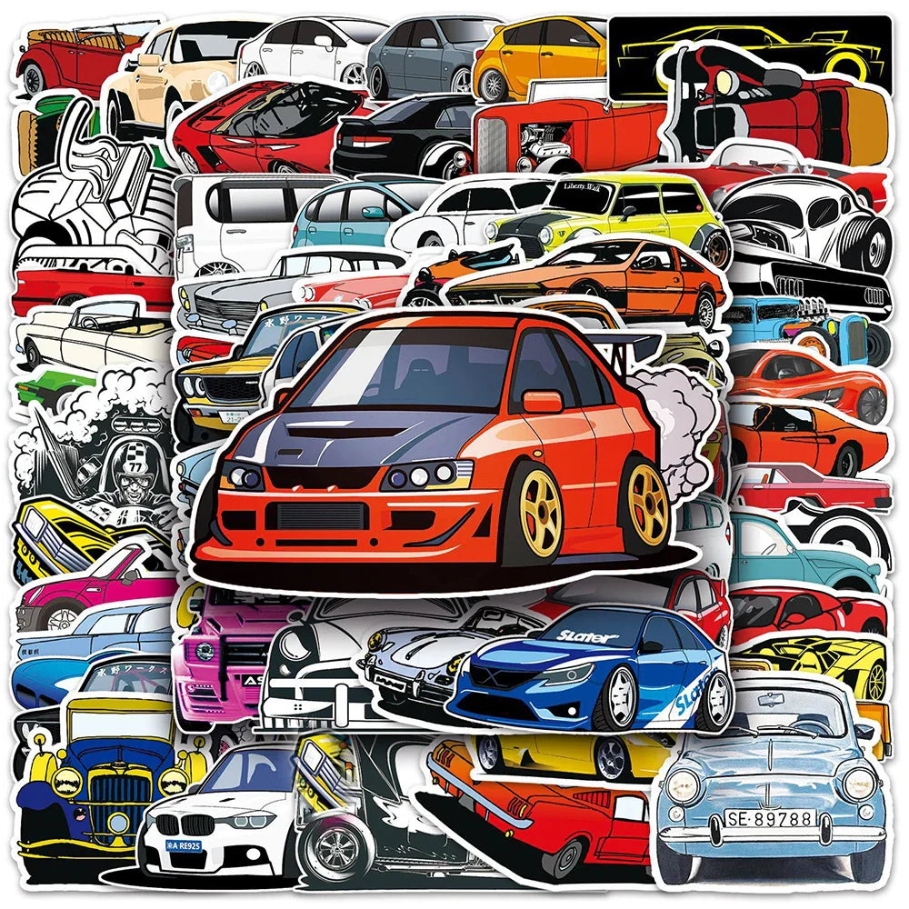10/30/50/112pcs JDM Racing Car Stickers Waterproof Decals Laptop Skateboard Motorcycle Car Phone Luggage Cool Sticker Kids Toys (Online Order Only)