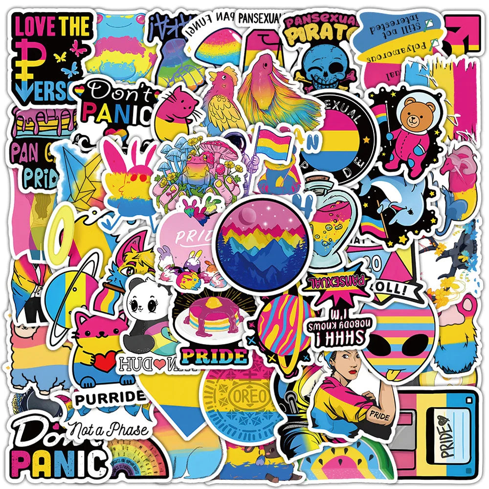 Pansexual Pride Graffiti Stickers Rainbow LGBT Decals Waterproof 10/30/60pcs (ONLINE ORDER ONLY)