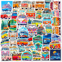 Cartoon Bus Graffiti Stickers for DIY Scrapbook, Water Bottle, Phone, Laptop - 10/25/50pcs (Online Order Only)