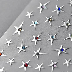 Colorful Rhinestone Laser Star Bronzing Gold Silver Pearl 5D Relief Self Adhesive Nail Art Decoration Sticker 3D Manicure Decals (ONLINE ORDER ONLY)