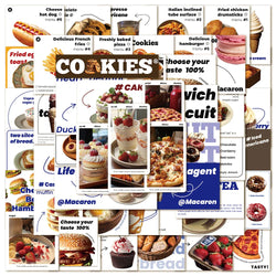 Cartoon Food Stickers Pack - Laptop, Suitcase, Phone, Notebook, Diary Decor (Online Order Only)