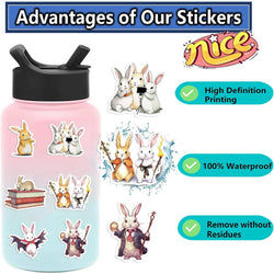 50pcs Retro Cute Cartoon Animal Bunny Rabbit Stickers For Luggage Laptop Water Bottle Phone Waterproof Graffiti Vinyl Decals (ONLINE ORDER ONLY)