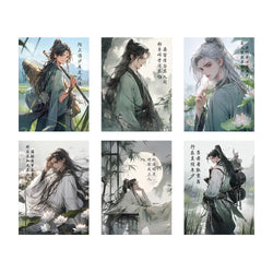 60Pcs Chinese Ancient Style Youth Li Bai Du Fu Poems Classic Poetry Personalized Stickers for Kids PVC Decoration Stationery (Online Order Only)
