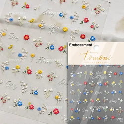 Chic Wild Flower Oil Painting Small Variegated Daisy Peach Blossom Lavender Petal Adhesive Nail Art Stickers Manicure Decals (Online Order Only)