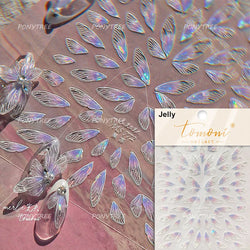 Transparent Purple Pink Gradient Wing Pinion Feather Housefly Wings Shiny Adhesive Nail Art Decoration Stickers Manicure Decals (ONLINE ORDER ONLY)