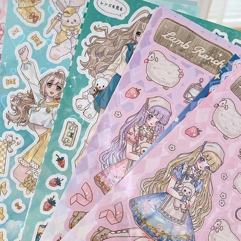 Sweet Cool Campus Girl Series Sticker Scrapbooking DIY Album Decoration Sticker Aesthetic Personalized Kawaii Stationery (ONLINE ORDER ONLY)
