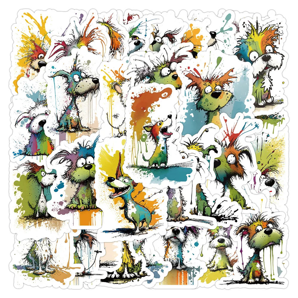 10/30/50PCS Colourful Dog Stickers Cool Graffiti DIY Waterproof Scrapbook Phone Suitcase Luggage Car Kids Sticker Decoration Toy (ONLINE ORDER ONLY)