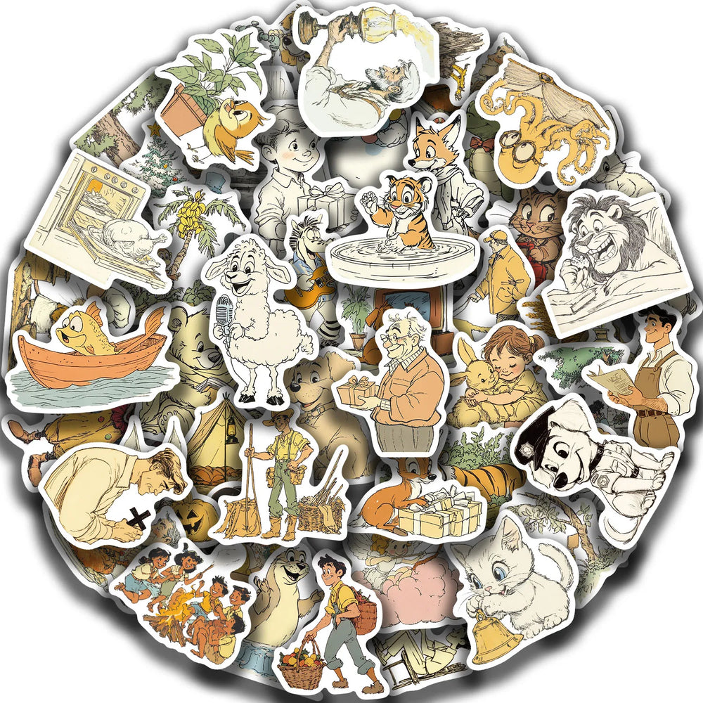 50pcs Fluffy Holiday and Funny Animals Stickers For Water Bottles Laptop Skateboard Computer Vinyl Waterproof Stickers (Online Order Only)