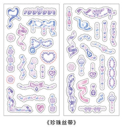 2Pcs/lot Cute Ribbon Chain Stickers Lace Idol Card Scrapbooking DIY Album Decoration Sticker Aesthetic Kawaii Stationery (ONLINE ORDER ONLY)