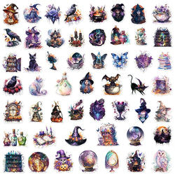 10/30/50pcs Gothic Magic Witch Cartoon Waterproof Stickers Halloween Horror Aesthetic Decals Car Laptop Cool Graffiti Sticker (ONLINE ORDER ONLY)