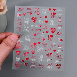 1pc Bohemian Valentine Nail Stickers 3D Self-Adhesive Fantasy Nail Art Glitter Sun, Heart, Lock, Star & Moon Designs Nail Decals (ONLINE ORDER ONLY)