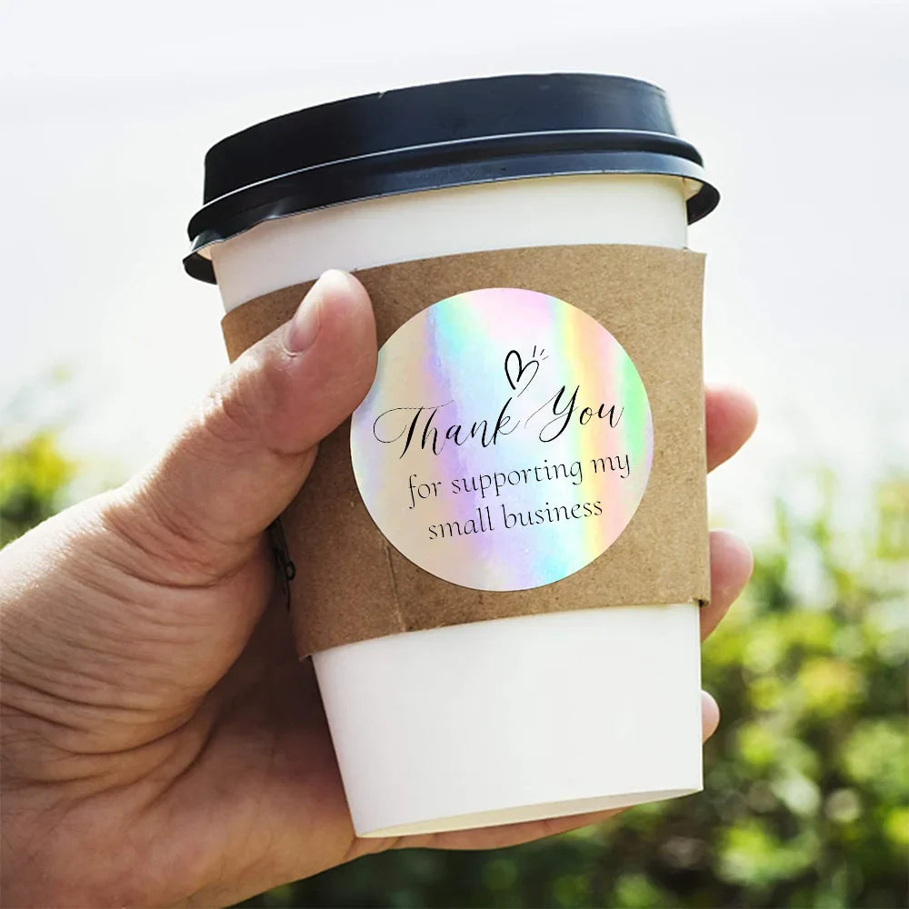 500pcs/roll Thank You Sticker 3.8cm Hologram Silver for Supporting Small Business Labels Envelope Sealing Gift Packaging Sticker (ONLINE ORDER ONLY)