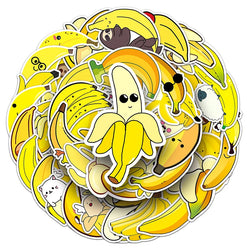 50Pcs Banana Cartoon Waterproof Vinyl Stickers for Skateboard Snowboard (ONLINE ORDER ONLY)