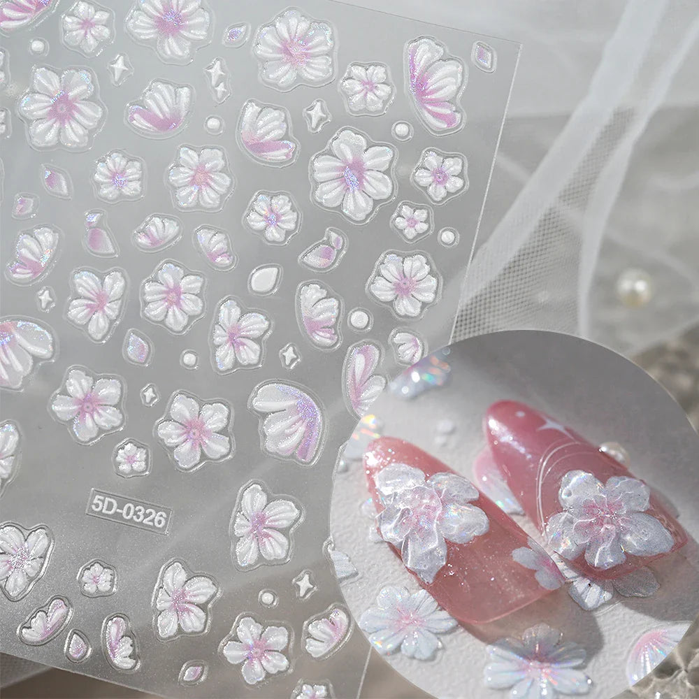 1pcs Pink Christmas Nail Stickers Shiny Shell Light Nail Art Parts Stickers Cute Snowflakes Star Wreath Nail Decorations Decals* (ONLINE ORDER ONLY)