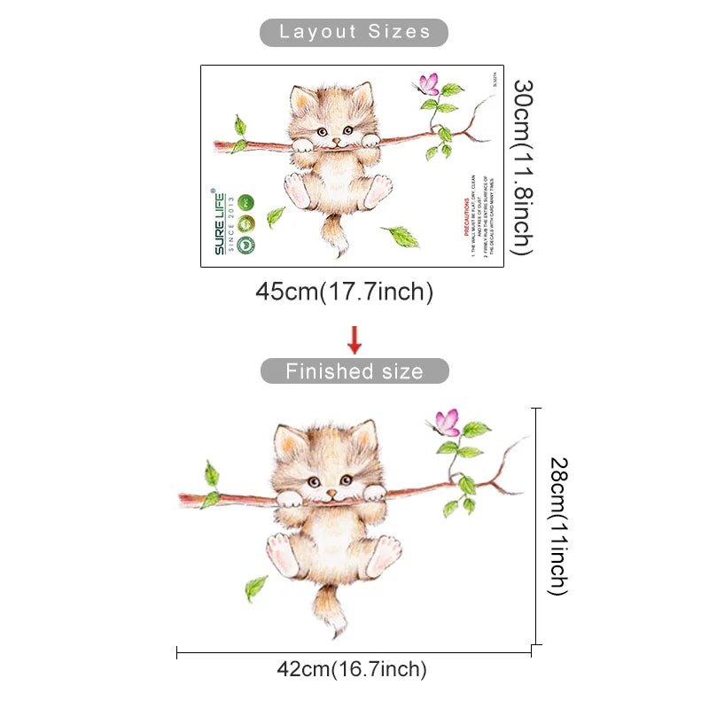 Watercolor Cat Wall Stickers Butterfly Decals Home Decor (ONLINE ORDER ONLY)