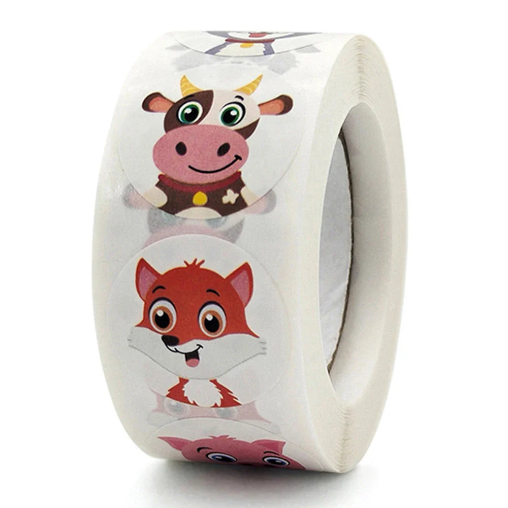 100-500pcs Cartoon Animal Reward Stickers 2.5cm/1inch DIY Decor Perfect For Learning Games Notebook Pad Fridge Gift Seal Labels (ONLINE ORDER ONLY)