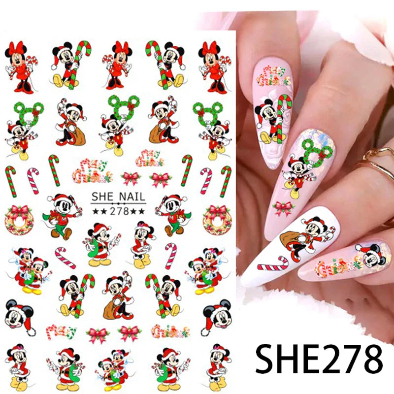 1PCS Disney Mickey Series Nail Stickers Cute 3D Minnie Nail Decorations Valentine's Day Christmas Self-Adhesive Nail Supplies *& (ONLINE ORDER ONLY)