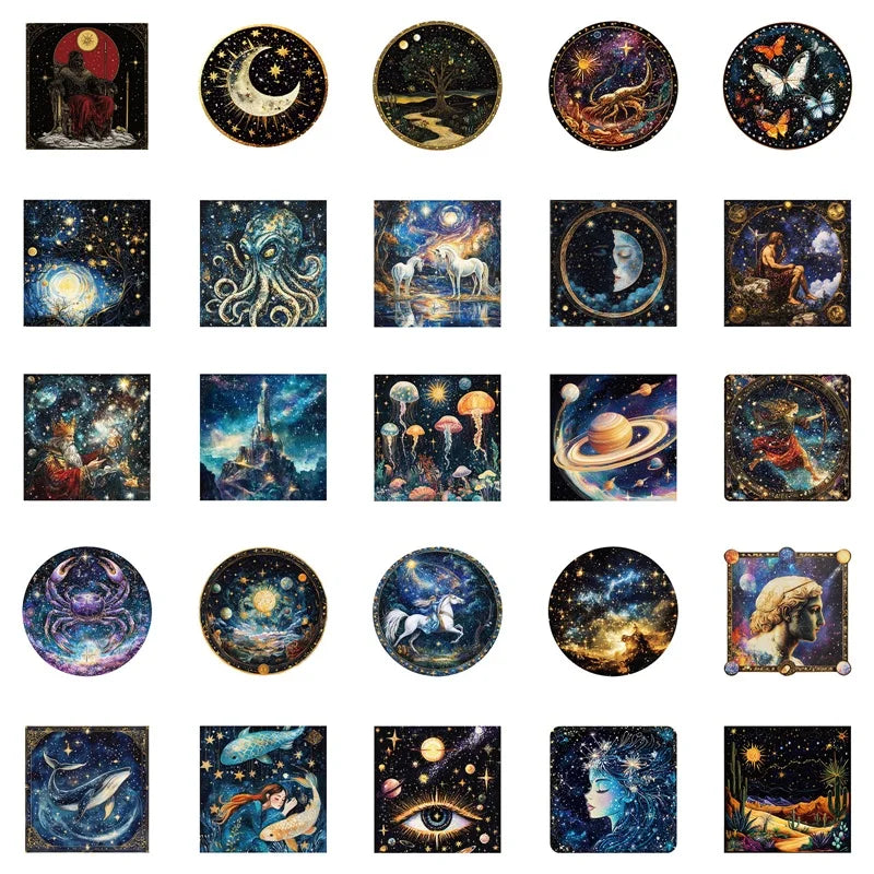 10/30/50PCS Cartoon Universe Sticky PVC Sticker Aesthetic Stationery DIY Decoration Scrapbooking School Supplies for Kids (ONLINE ORDER ONLY)