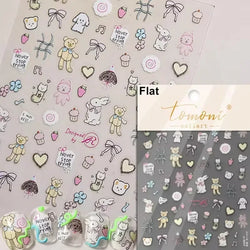Bowknot Bear Cake Chocolates Food Star Cherry Apple Cook Love Heart Adhesive Nail Art Sticker Rhinestone Reliefs Manicure Decal (ONLINE ORDER ONLY)