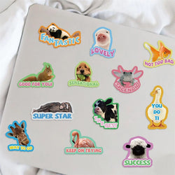 10/30/50PCS Cartoon Animal Encourage PVC Sticker Aesthetic Decoration Scrapbooking Stationery Hand Accounting Supplies for Kids (ONLINE ORDER ONLY)