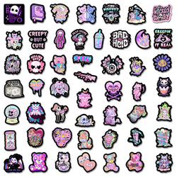 10/30/50pcs Cute Dark Horror Gothic Halloween Cartoon Stickers Aesthetic Decal Luggage Skateboard Car Laptop Waterproof Sticker (ONLINE ORDER ONLY)
