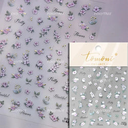 Pink Hot Stamping Flower Charm Peach Blossom Canglan Clover Daisy Pearl Self Adhesive Nail Art Decoration Sticker Manicure Decal (ONLINE ORDER ONLY)