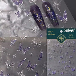 Delicate Tender Purple Butterfly Seal Pattern Insect Shiny Golden Stroke Nail Art Decoration Sticker Dressy Laser Manicure Decal (ONLINE ORDER ONLY)