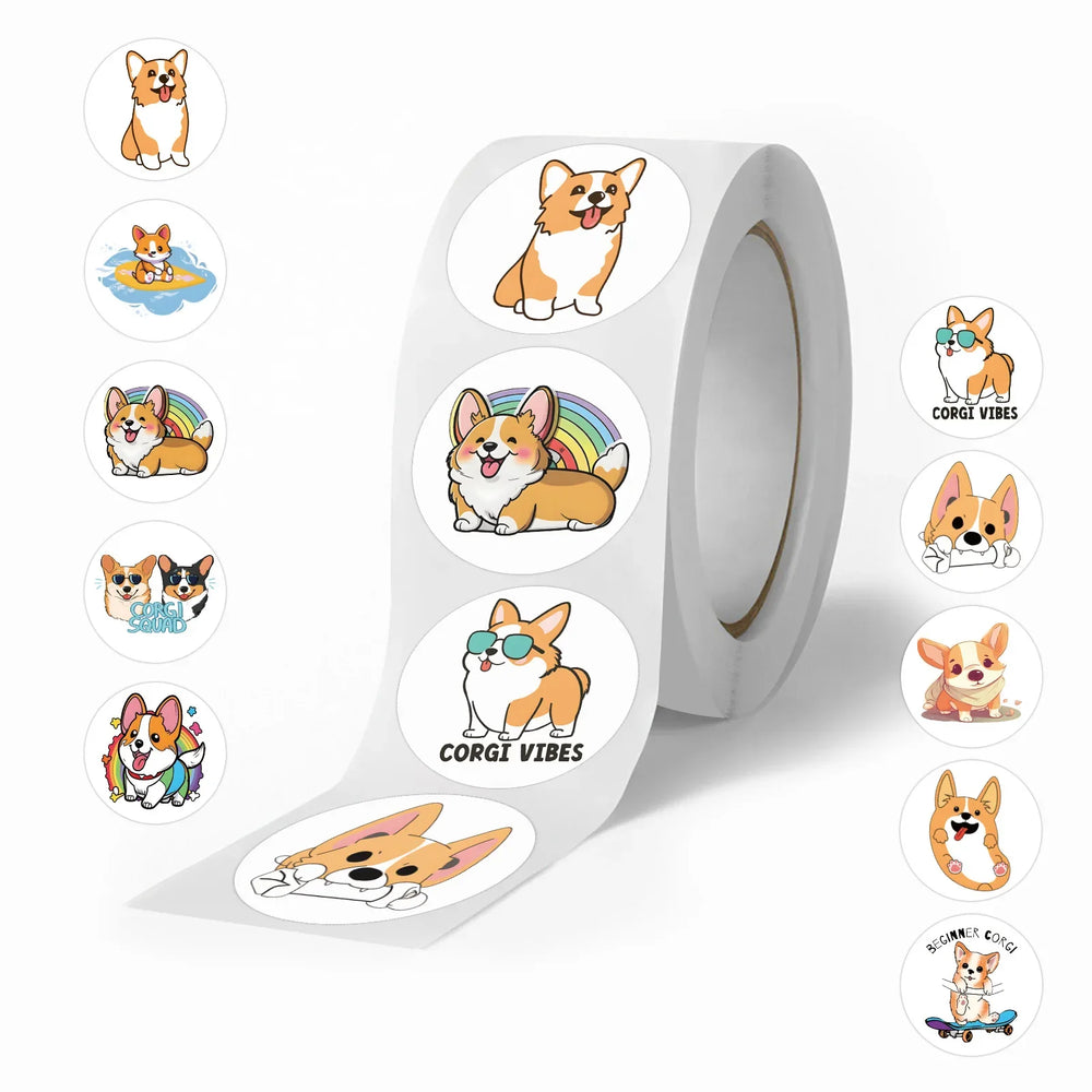 100-500pcs Cute Cartoon Dog Stickers for Kids Children's Packaging Animal Reward Sealing Label DIY Album Stationery Sticker (ONLINE ORDER ONLY)