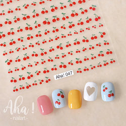 1Pc Sweet Cute Fresh Red Cherry Pattern Nail Stickers Self Adhesive Fruit Design Decals Women & Girls Homemade Manicure Supplies (ONLINE ORDER ONLY)