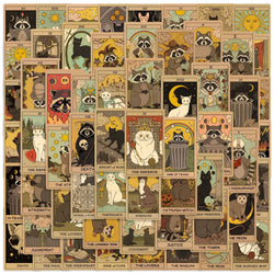 Cartoon Gothic Tarot Cat Stickers - 10/30/60pcs for Scrapbooking, Phone, Laptop, Guitar, Skateboard, Suitcase (Online Order Only)
