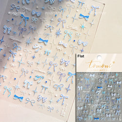 Retro Blue Bowknot Butterfly Love Heart Pendent Hot Stamping Gold Silver Adhesive Nail Art Stickers Manicure Decals Wholesale (Online Order Only)