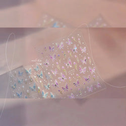 Blue Purple Tulip Flower Butterfly Garden Blossom Floral Charming Delicate 5D Relief Adhesive Nail Art Stickers Manicure Decals (ONLINE ORDER ONLY)