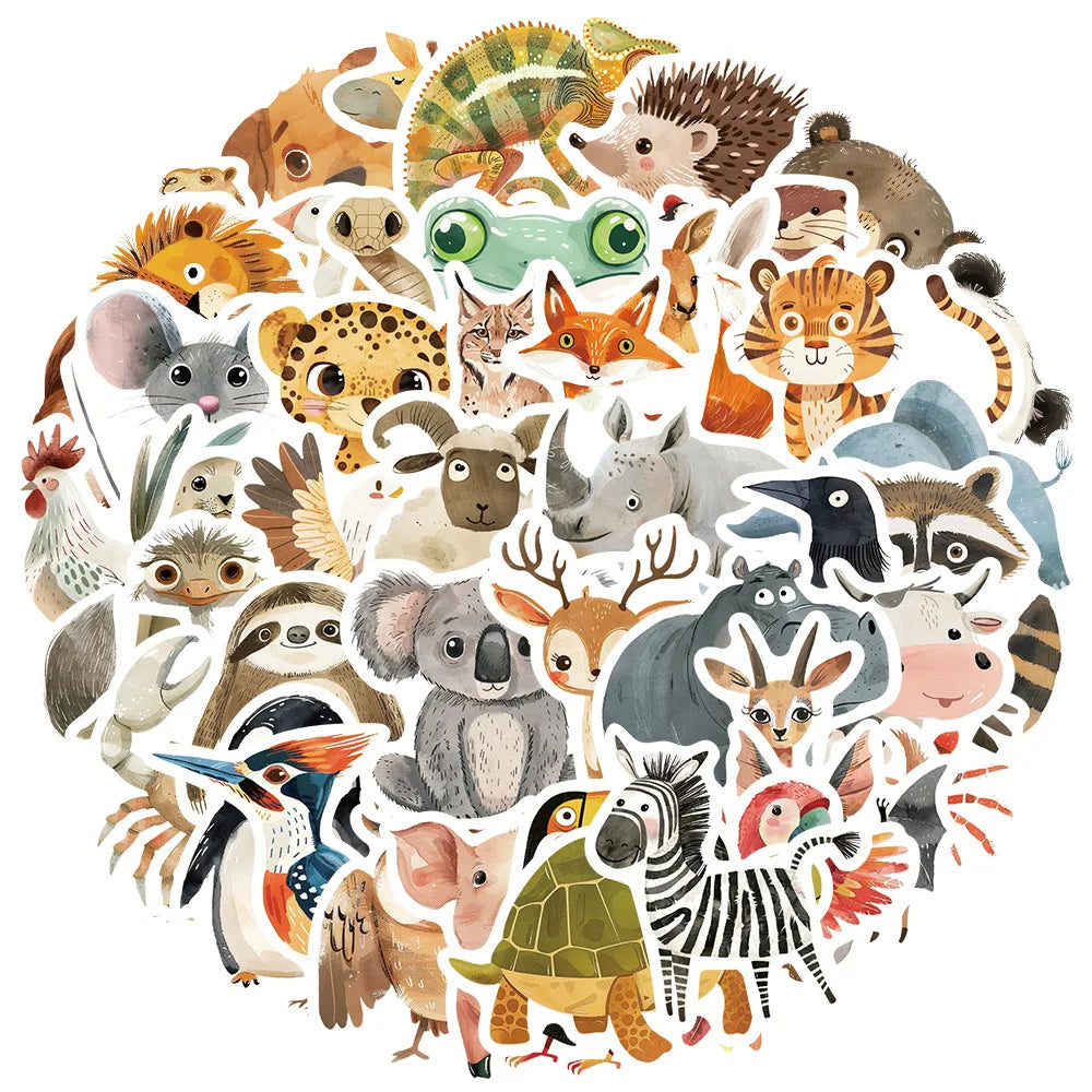 Cute Animal Stickers for Suitcase, Skateboard, Laptop, Luggage, Phone, Car - 10/30/50pcs (ONLINE ORDER ONLY)