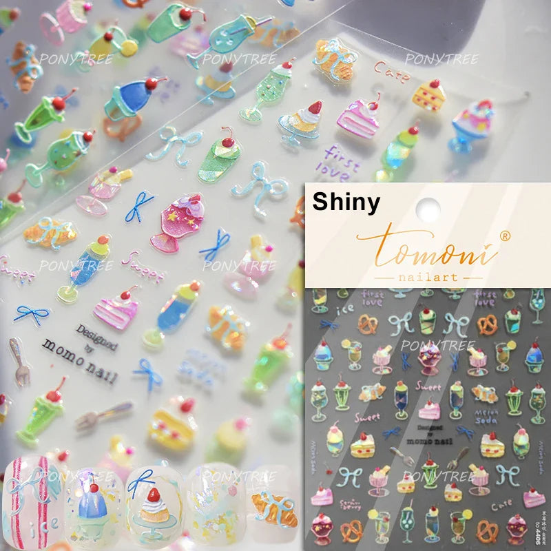 Sweet Cookies Biscuit Snack Delicious Doughnut Savoury Food Bicky Croissant Cheese Pudding Baguette Chic Nail Art Stickers Decal (ONLINE ORDER ONLY)