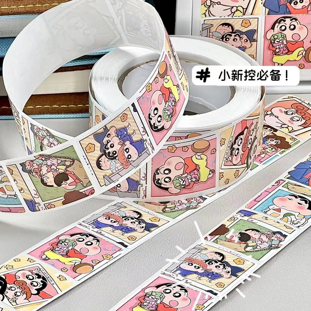 Crayon Shin-chan Stickers Roll 500 Creative Decorative Cartoon Handbook Stickers Card Sealing Roll Children's Gifts (Online Order Only)