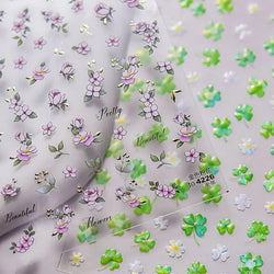 Pink Hot Stamping Flower Charm Peach Blossom Canglan Clover Daisy Pearl Self Adhesive Nail Art Decoration Sticker Manicure Decal (ONLINE ORDER ONLY)