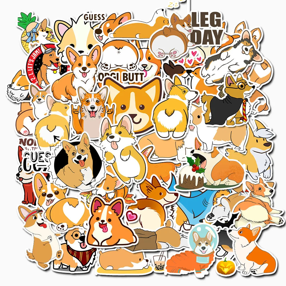 50 pcs/pack Kawaii Corgi Waterproof PVC Journal Decorative Stationery Craft Stickers Scrapbooking DIY Diary Album Stick Label (ONLINE ORDER ONLY)