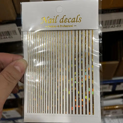 1Pc Laser Silver Gold Lines Stripe Nail Sticker Metal Strip Luxury Nails Slider Self Adhesive Slider Papers Transfer Stickers *& (Online Order Only)