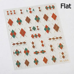 French Style Geometric Black White Square Grid Rhombus Stripe 3D Self Adhesive Nail Art Stickers Shiny Rhinestone Manicure Decal (ONLINE ORDER ONLY)