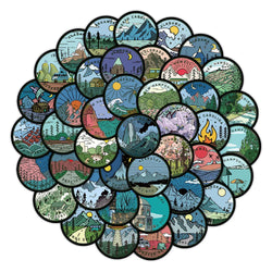 10/30/60PCS America Tourism Landscape Map Stickers Aesthetic Graffiti Decals PVC Waterproof Skateboard Phone Laptop Bike Sticker (Online Order Only)