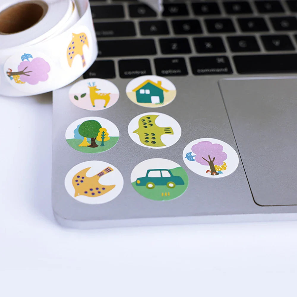 100-500pcs Children Reward Sticker 1inch Round Animal Lables for School Teacher Classroom Encourage Student Stationery Sticker (Online Order Only)