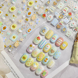 Bear Star Bowknot  Duck Cherry House Mini Flower Butterfly Line Bow Tie Apple Gird Cute Chic Nail Art Stickers Manicure Decals (ONLINE ORDER ONLY)